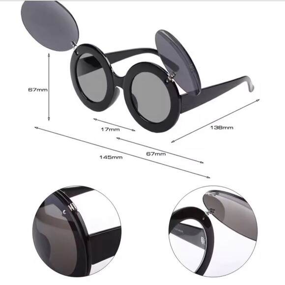 Vintage Lady Flip Sunglasses Women Fashion Chic Sun Glasses Men Retro Classic Ro - Picture 10 of 12